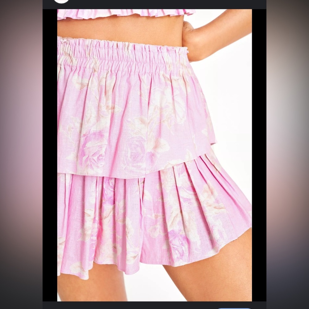 LoveShackFancy ruffle mini skirt in Powder Pink size Medium